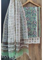 Cotton Green Casual Wear Printed Dress Material